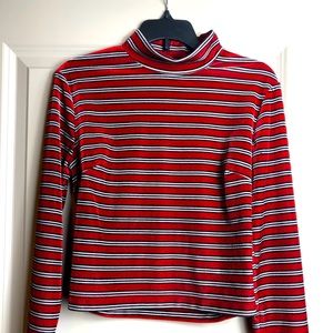 Red, Black, and Blue Forever21 Long Sleeve CropTop